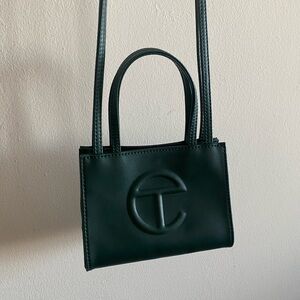 Telfar Mini Shopping Bag in Olive Green with Embossed Logo